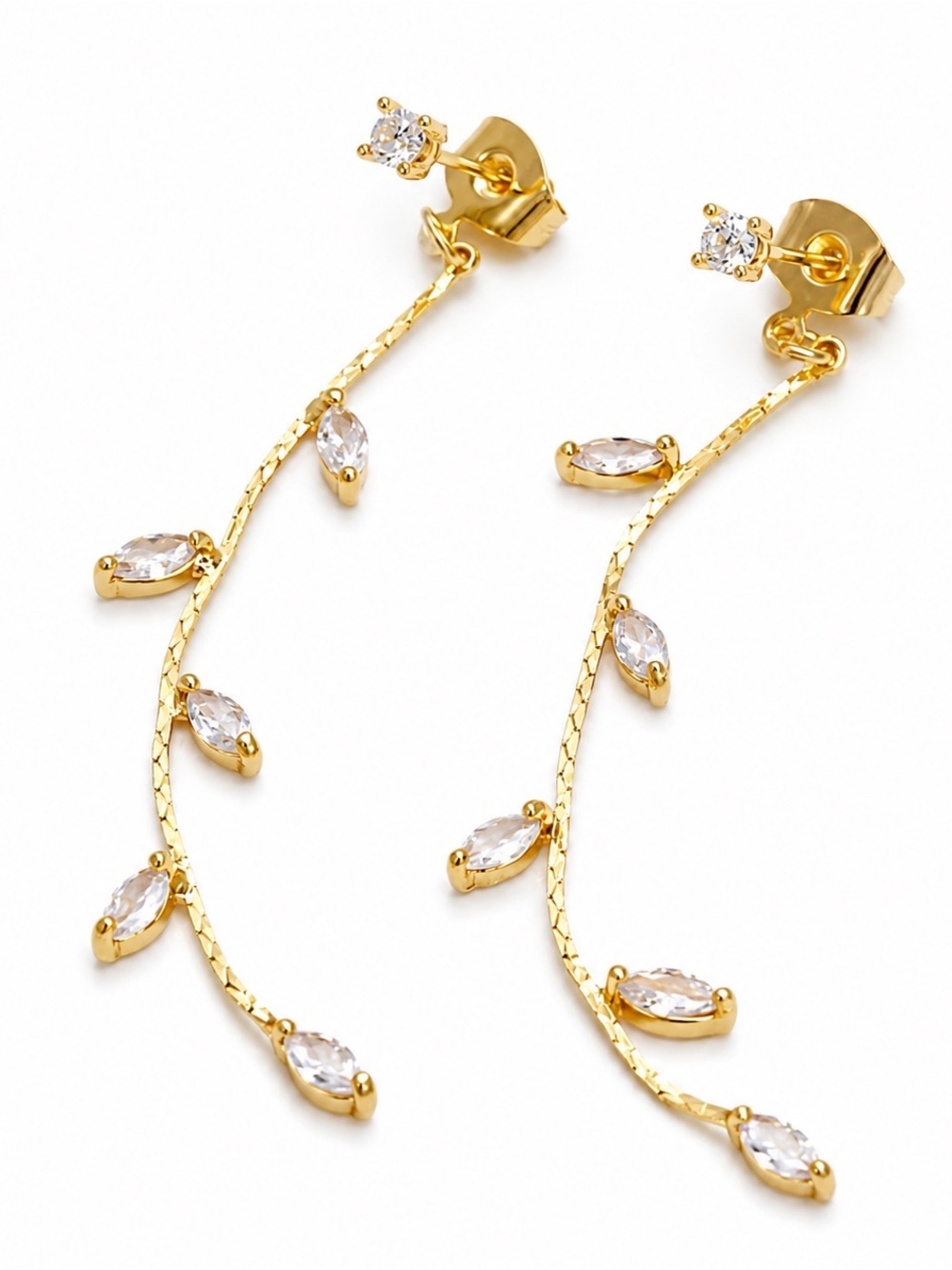 Gold Leaf Drop Earrings (4503)